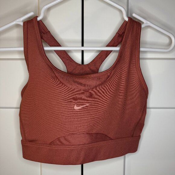 Women’s Nike Swoosh Sports Bra Canyon Rust Racerback Classic Running Size Small - Picture 1 of 5